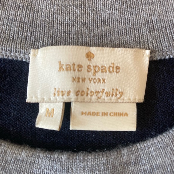 Kate Spade Blue Colorblock Crewneck Wool Light Knit Sweater - Picture 2 of 3